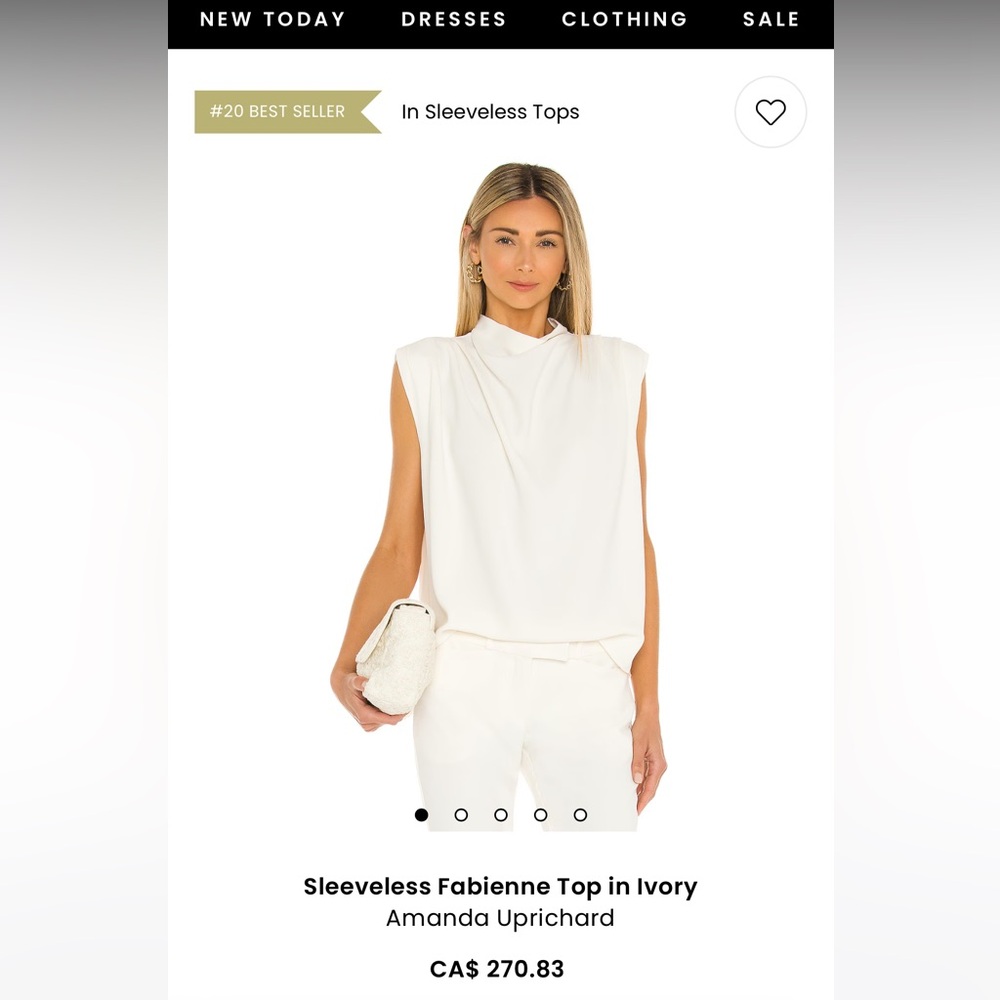 Sleeveless Fabienne Top in Ivory, size M
Amanda Uprichard